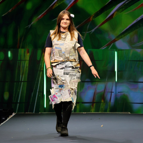"Environmental Headlines" - Designer: Georgia Oades Model: Emily Rowe