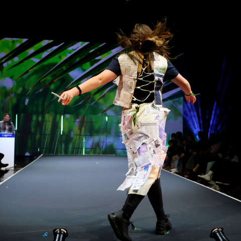 "Environmental Headlines" - Designer: Georgia Oades Model: Emily Rowe